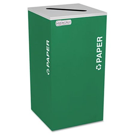 EX-CELL KAISER 24 gal Square Waste Receptacle, Green, Silver RC-KDSQ-P EGX